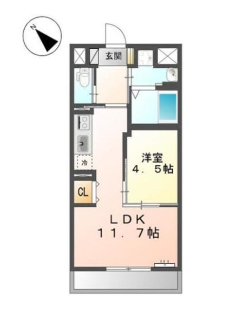 ヴィラ グローリア(1LDK/2階)の間取り写真