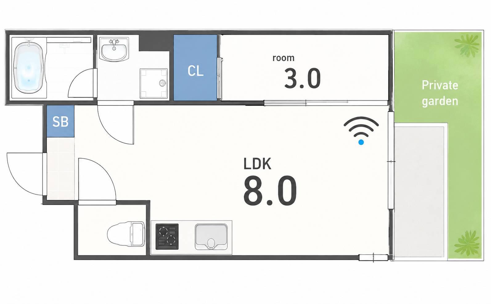 S-MOVE庚午北NEO(1LDK/1階)の間取り写真