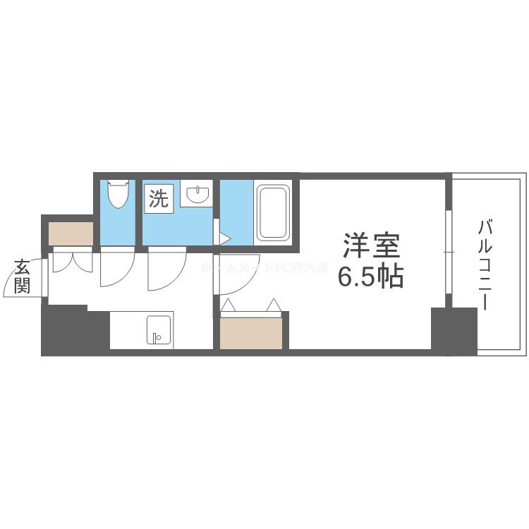 ワールドアイ難波CITY GATE(1K/6階)の間取り写真