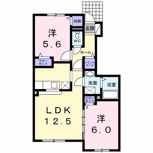プリモ パラッツォ(2LDK/1階)の間取り写真