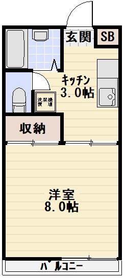 ロアジール中村(1K/1階)の間取り写真
