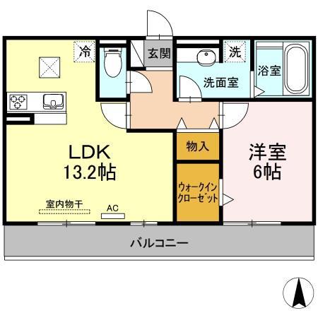 セレーノ古新(1LDK/1階)の間取り写真