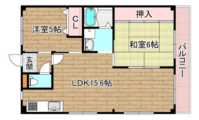 ハイツ阪井(2LDK/1階)の間取り写真