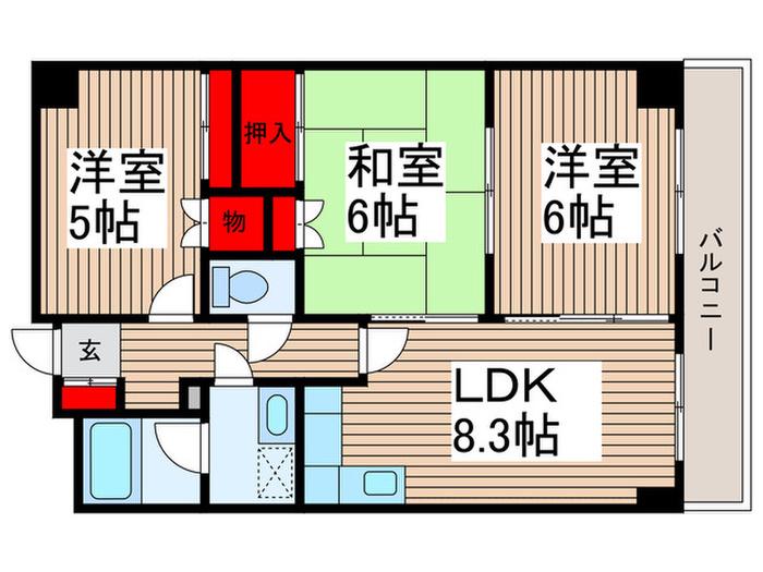オーベルジュ戸田(3LDK/5階)の間取り写真