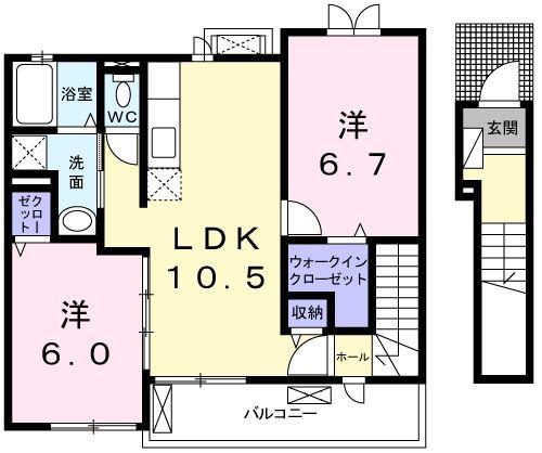 フレシャルマンウエスト(2LDK/2階)の間取り写真