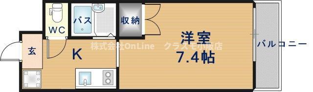 アーバンシティ上本町(1K/6階)の間取り写真