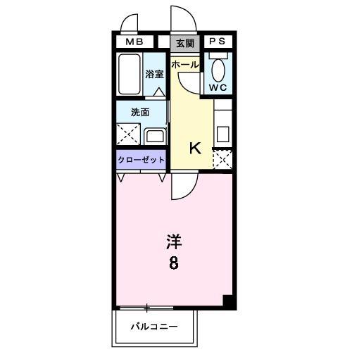 ラビータ(1K/2階)の間取り写真