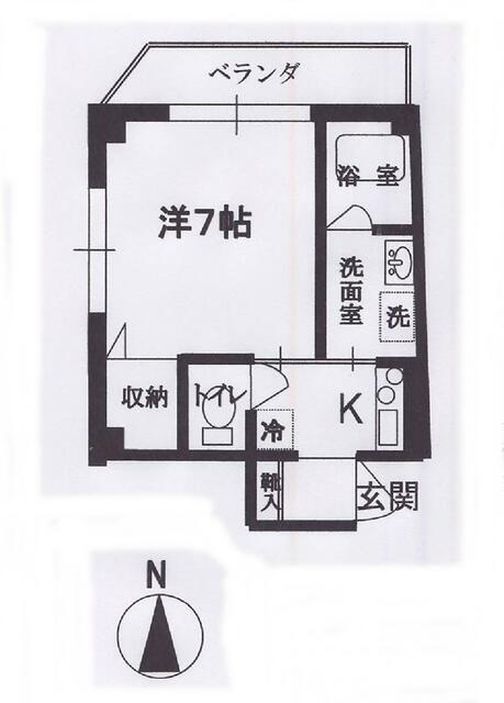 貸マンション(1K/3階)の間取り写真