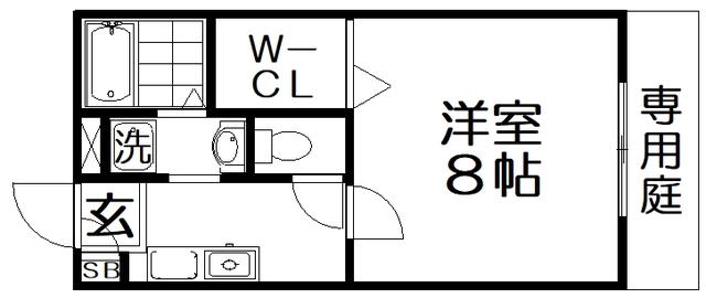 カーサフォンテA棟(1K/1階)の間取り写真