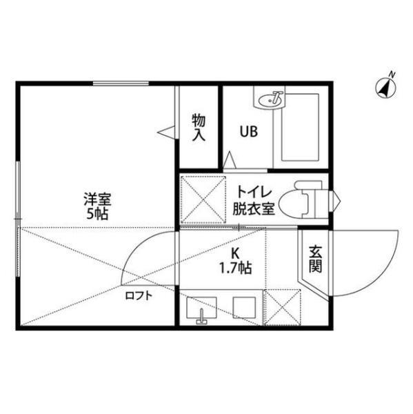 ディアコート篠原(1K/2階)の間取り写真