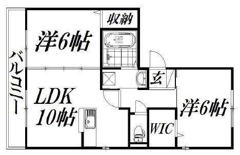 アヴェニール(2LDK/3階)の間取り写真