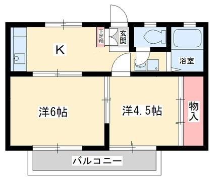 JSコーポII(2DK/2階)の間取り写真