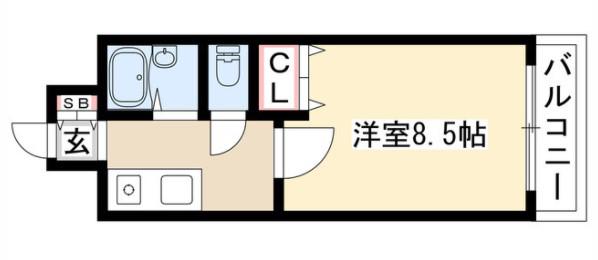 ウェステリア西大須(1K/3階)の間取り写真