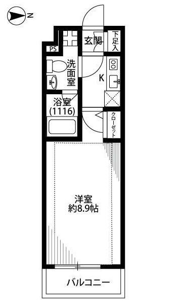 プレール・ドゥーク新宿中落合(1K/B1階)の間取り写真