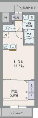 セルビシオ(1LDK/7階)の間取り写真