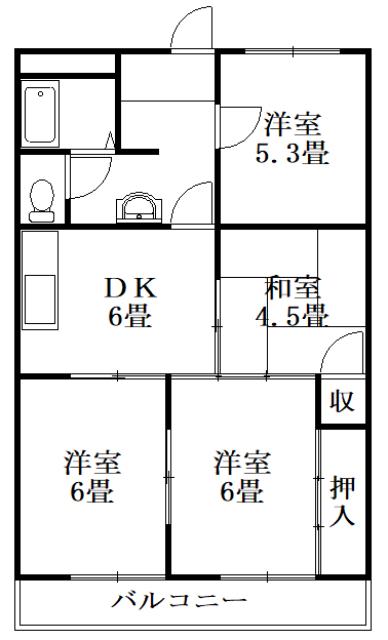 プリンスハイツ(4DK/3階)の間取り写真