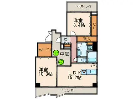 ベーシックビルディング八幡(2LDK/13階)の間取り写真