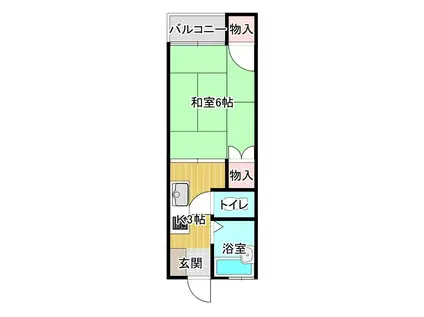 ＪＲ予讃線 今治駅 徒歩39分 2階建 築33年(1K/2階)の間取り写真