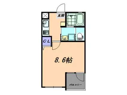 グランコリーヌ(1K/1階)の間取り写真