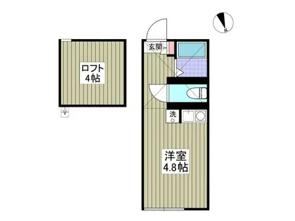横浜ヒルズ(ワンルーム/2階)の間取り写真
