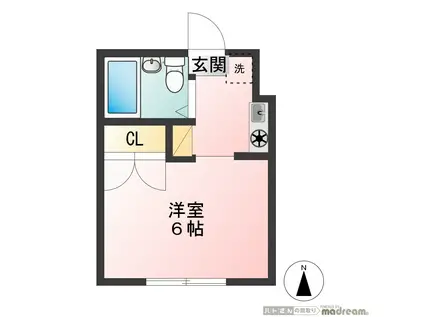 サンハイツII(ワンルーム/1階)の間取り写真