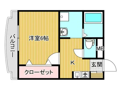 ドルミール木下(1K/3階)の間取り写真