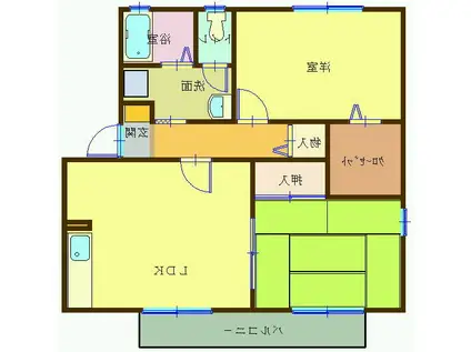 グローリーコート(2LDK/2階)の間取り写真