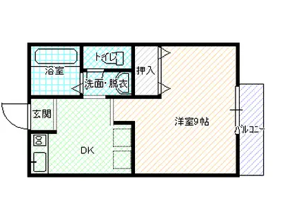 パルナカネA(1DK/1階)の間取り写真