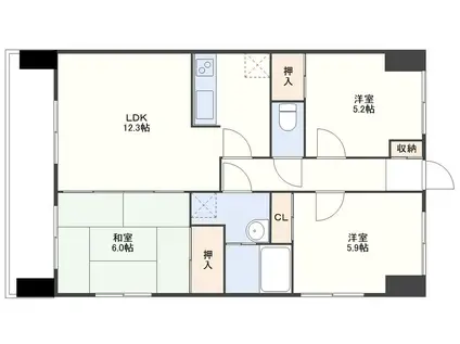 ロアール西山(3LDK/1階)の間取り写真