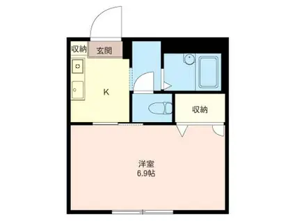 ホープヒル(1K/1階)の間取り写真