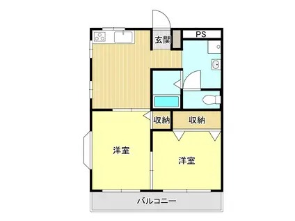 メロータウンIII(2DK/1階)の間取り写真