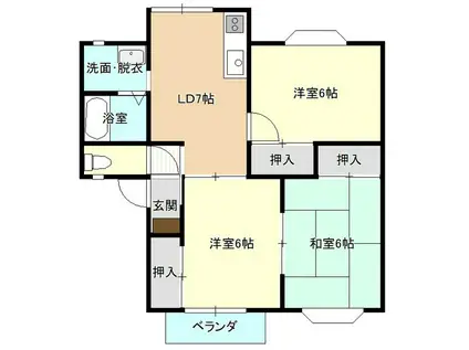 ロイヤルハイツB(3DK/1階)の間取り写真