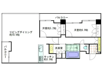 Dグラフォート横浜クルージングタワー(2LDK/15階)の間取り写真