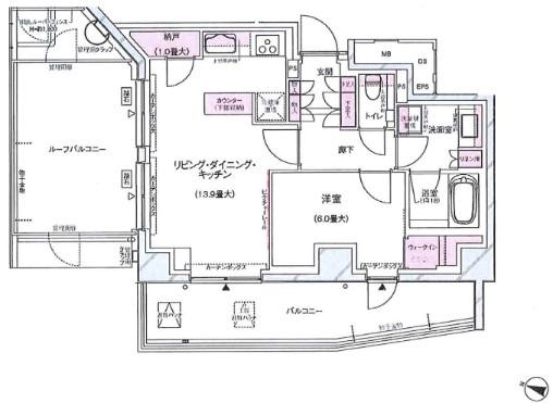 ザ・ロイヤルガーデンレジデンス白金台(1LDK/3階)の間取り写真