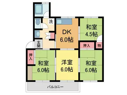 清和台団地22号棟(4DK/3階)の間取り写真