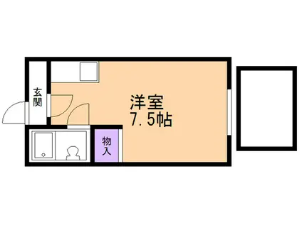 ハイツレイメイ(ワンルーム/2階)の間取り写真