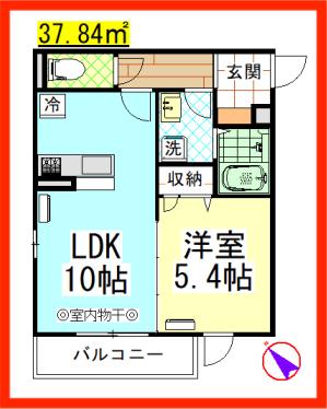 DL GRAND湘南B棟 (1LDK/3階)の間取り写真