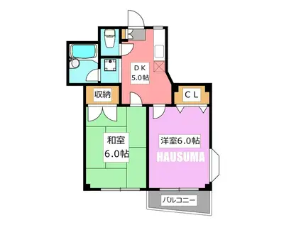 リバーサイド小泉(2DK/2階)の間取り写真