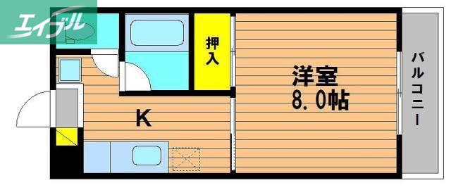 シャトレハイツ今村(1K/2階)の間取り写真