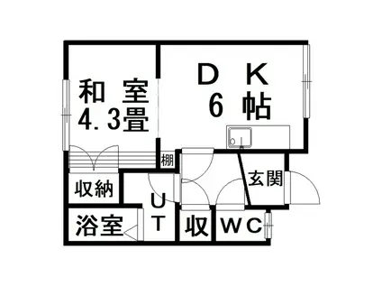 イオボヌール釧路III(1DK/2階)の間取り写真