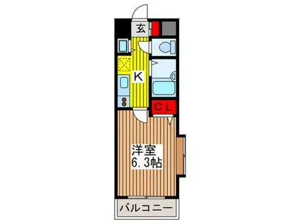 アクシーズタワー川口栄町 I(1K/2階)の間取り写真
