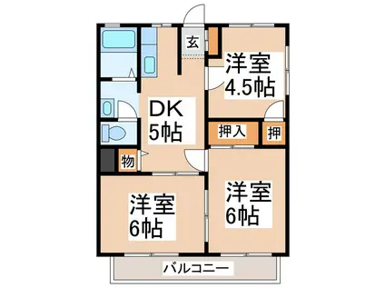 くろかみハイツ(3DK/2階)の間取り写真