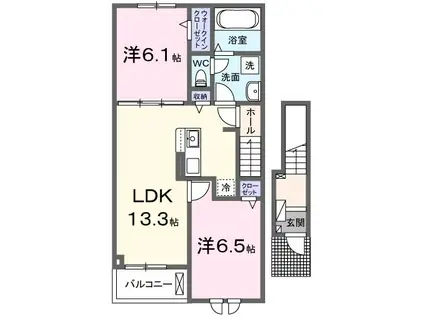 セイバリー ガーデン すみれ(2LDK/2階)の間取り写真