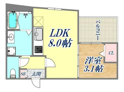 MOVE甲子園イースト(1LDK/1階)の間取り写真