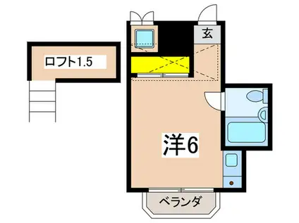 メンバーズルーム横浜(ワンルーム/2階)の間取り写真