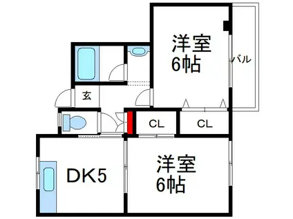 ドミール横田(2DK/2階)の間取り写真