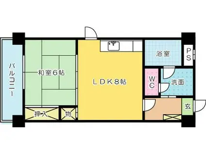 KIビル三萩野(1LDK/7階)の間取り写真