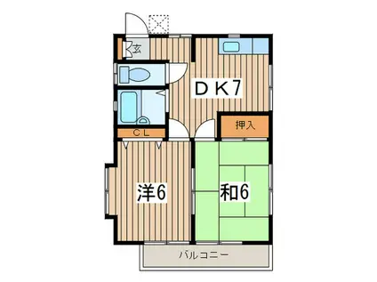イリキハイツI(2DK/1階)の間取り写真