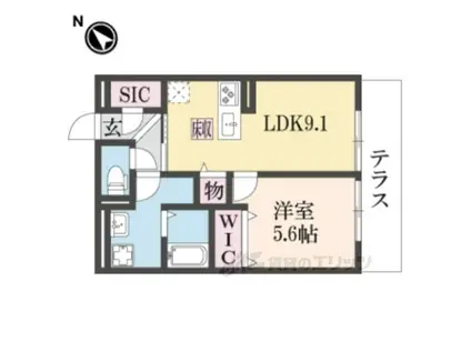 D-ROOM伏見区醍醐槇ノ内町(1LDK/1階)の間取り写真