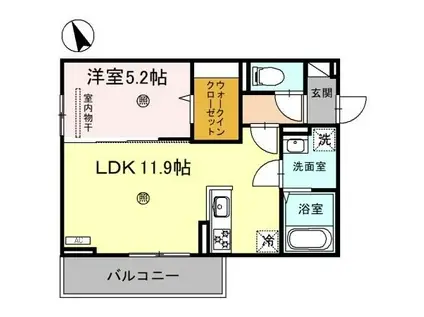 ラ・トレフルせいまII(1LDK/2階)の間取り写真